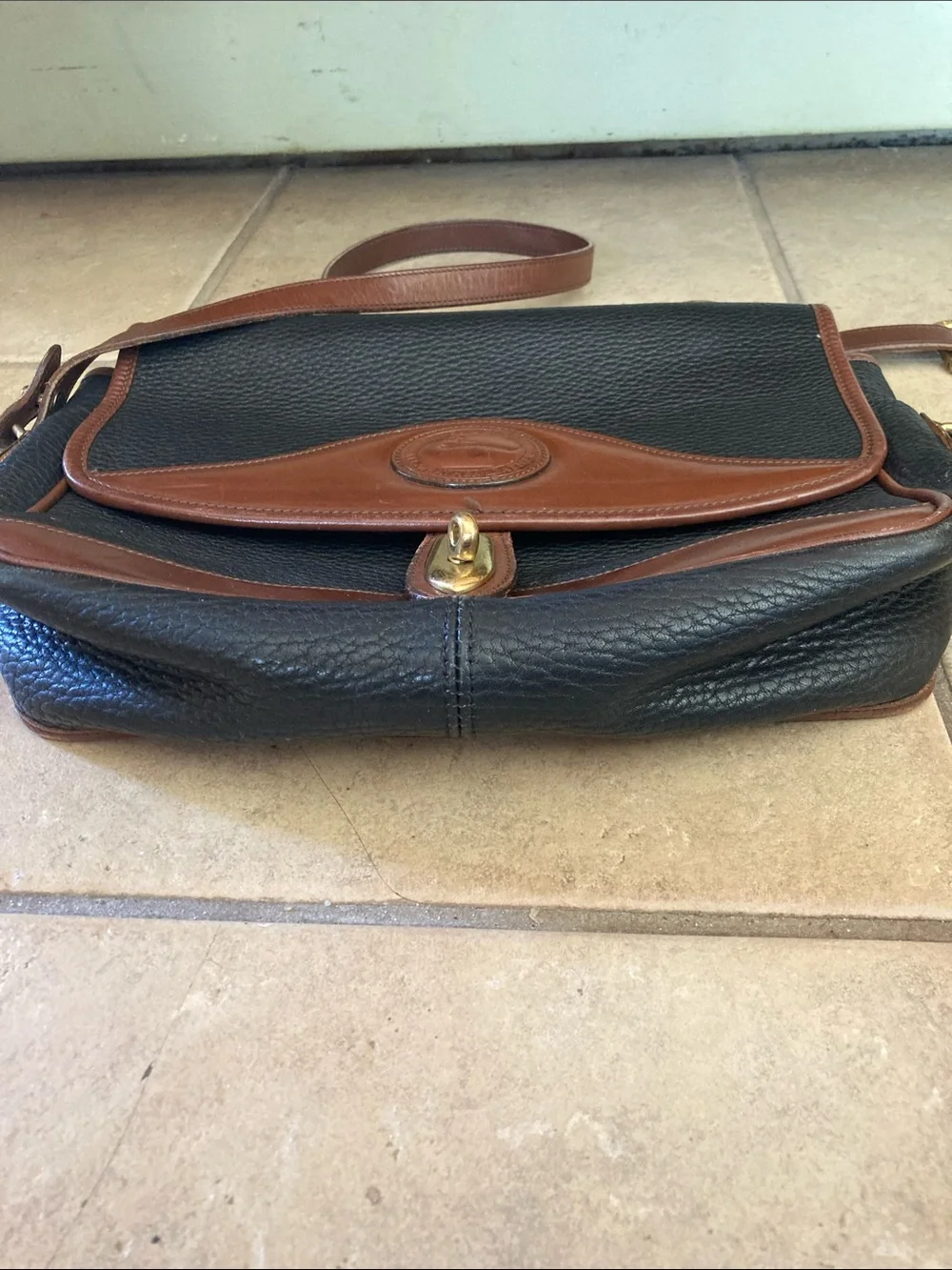 Dooney & Bourke Brown and Black Leather Crossbody Bag